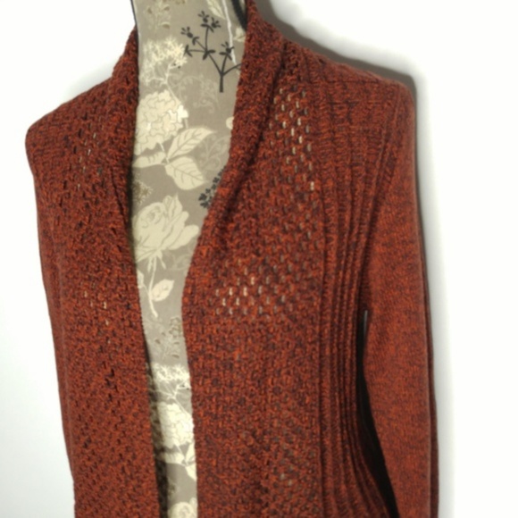NWT Studio Works Cardigan Sz S Open Knit Red/Brown - Picture 6 of 8